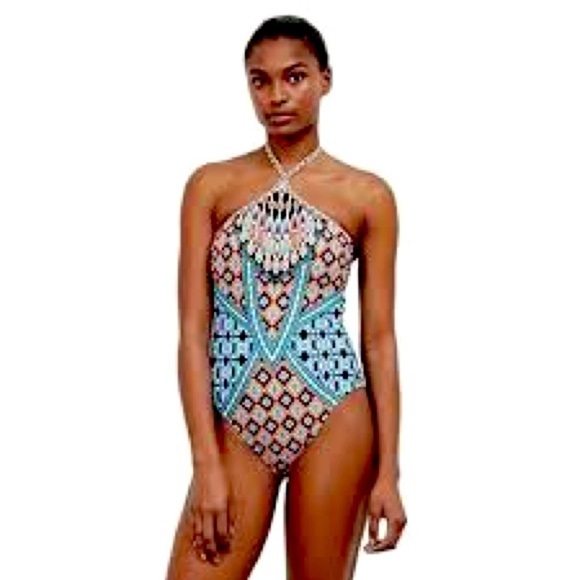 New,Kenneth Cole, Tribal Vibes Halter-Style One-Piece, Size Small - Picture 1 of 10